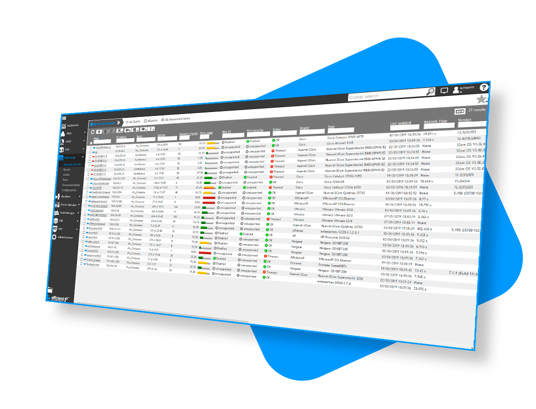 Network Device Discovery Configuration and Management Dashboard