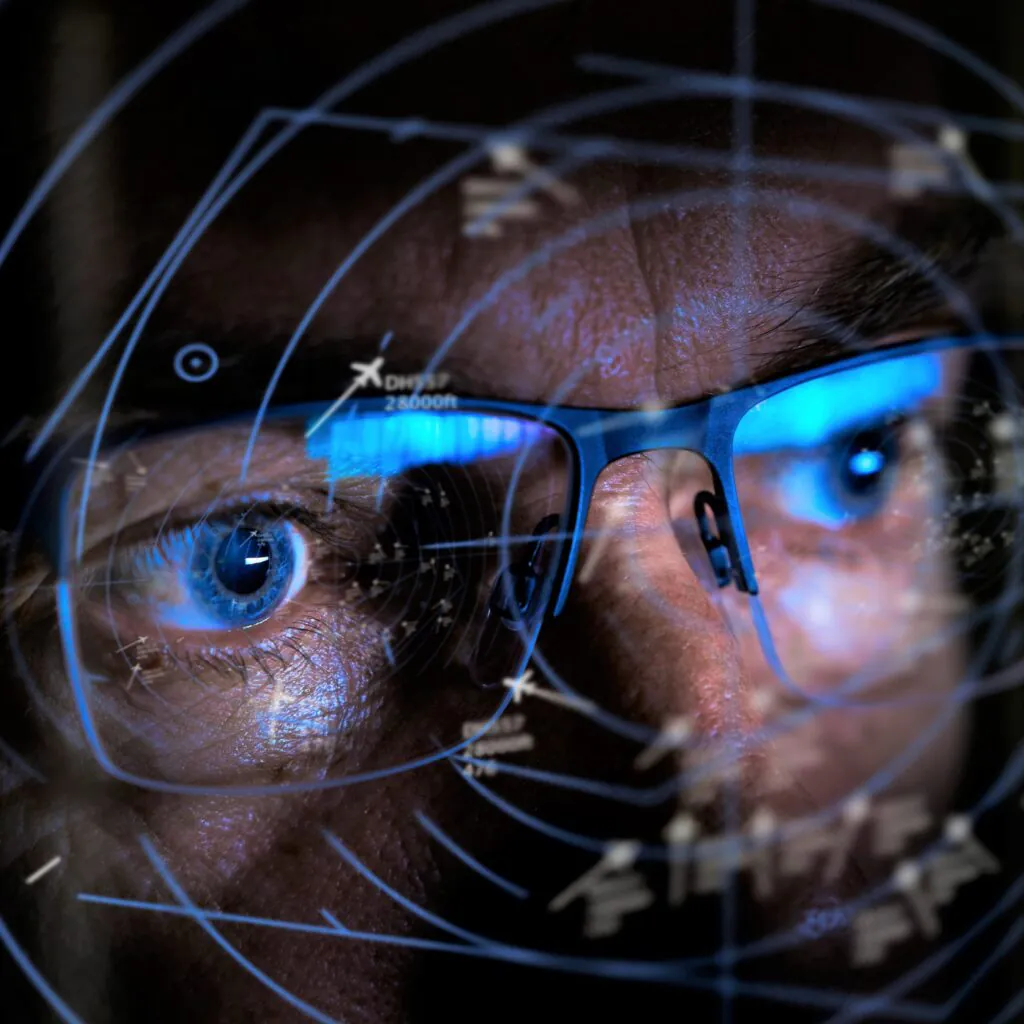 Air Traffic Controller Looking at Screen