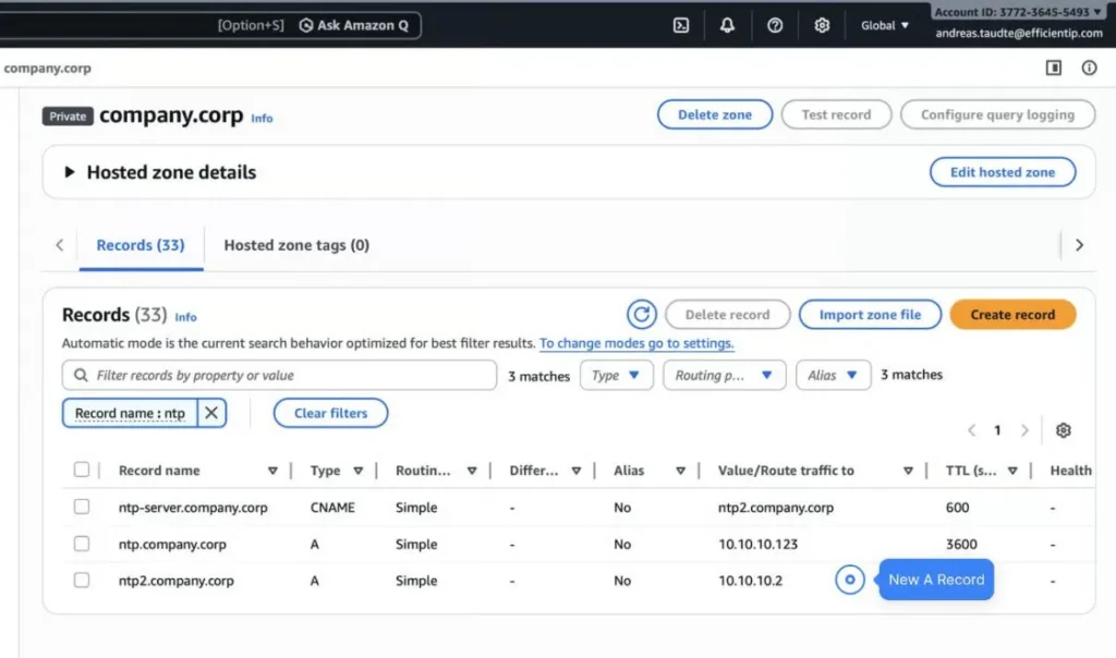Dns Records Propagated from Solidserver to the Amazon Route 53 Companycorp Hosted Zone