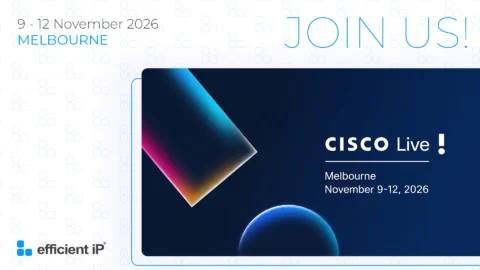 Event Banner for Cisco Live Melbourne November 912 2026  Join Us Efficientip Logo Visible