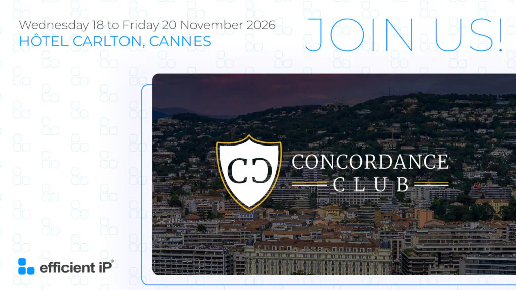 Promotional Banner for an Event November 1820 2026 at Hôtel Carlton Cannes with johnus Text and the Concordance Club Logo over a Cityscape